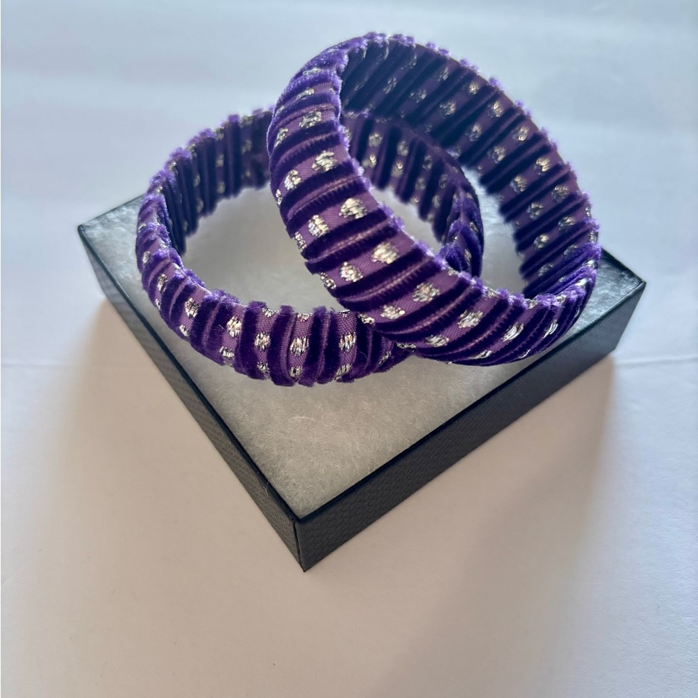 Elegant Purple and Silver Women's Bracelet Bangles Set 2pc